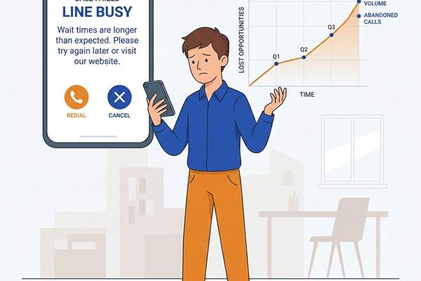 Lost customer line busy graph illustration
